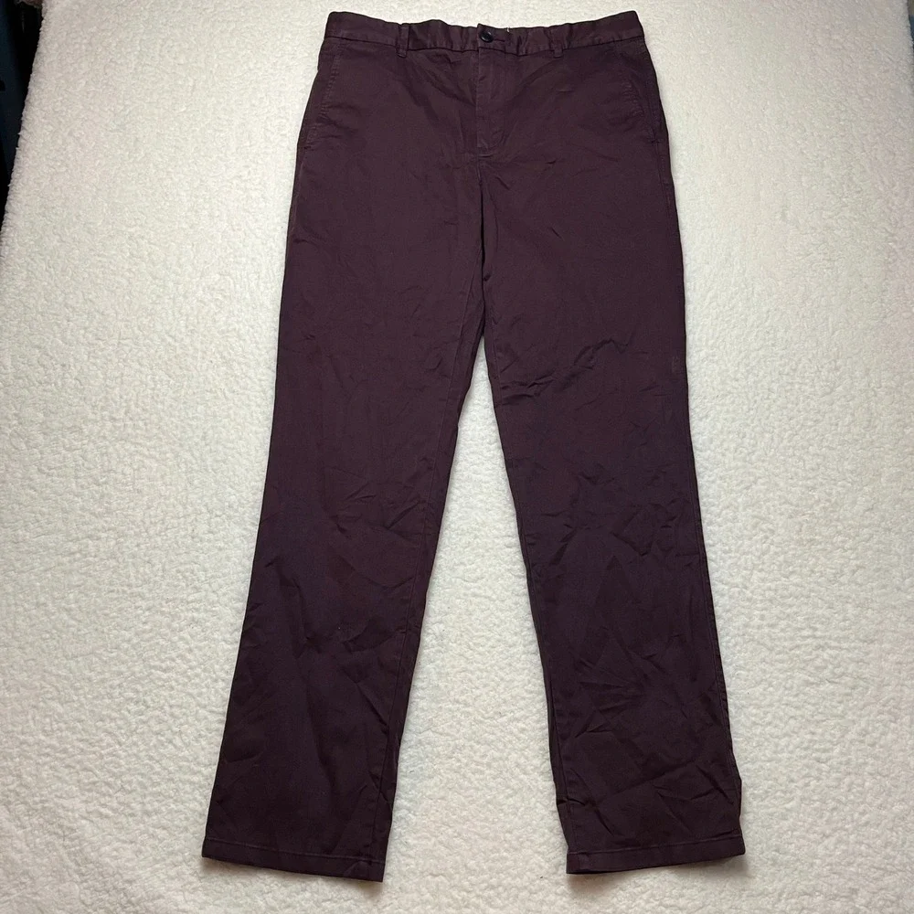 Everlane Mens‎ Slim Fit Performance Chino Pants Burgundy Maroon 33x32